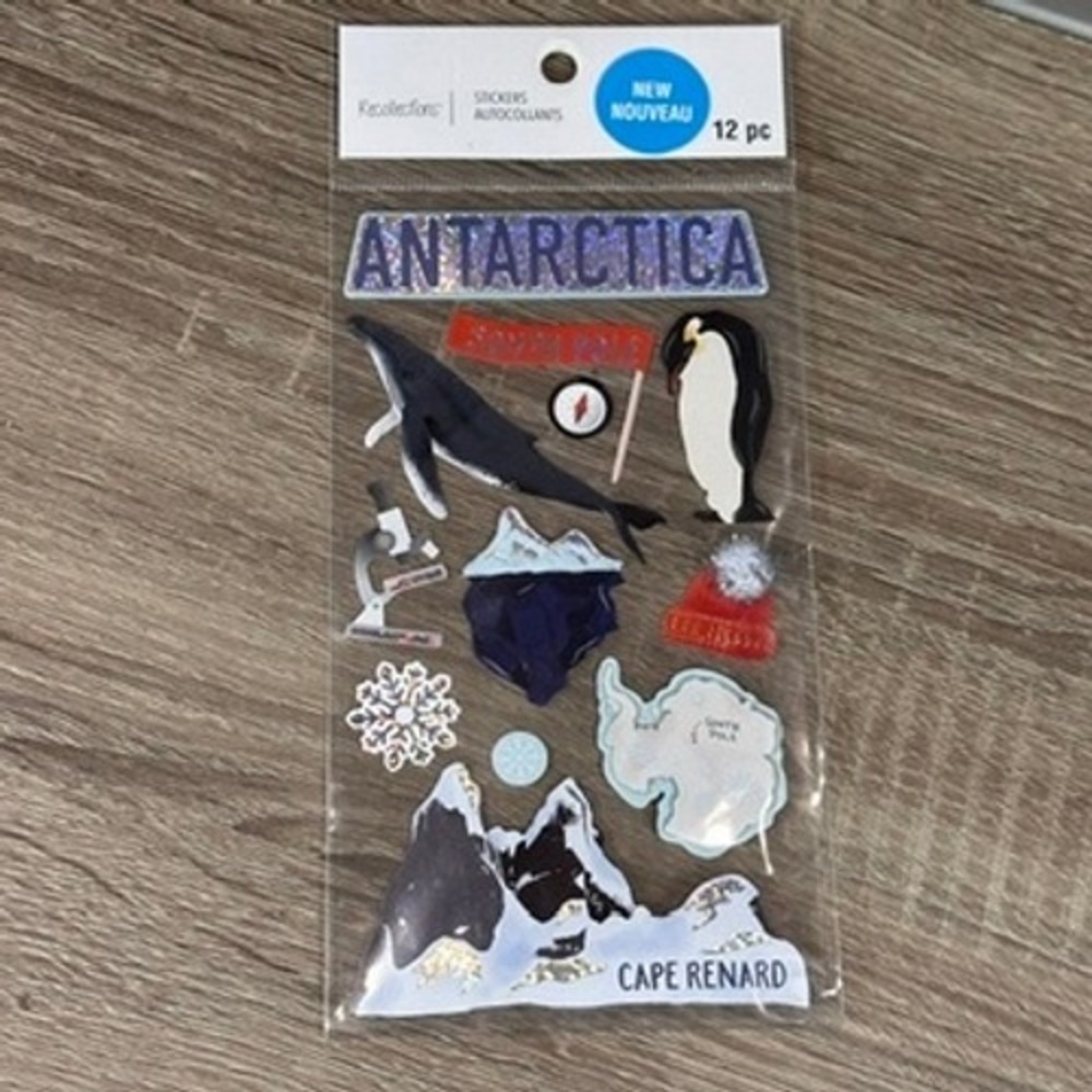 Stickers Recollections Antarctica Penguin Whale Iceberg 12pc New Scrapbook Craft
